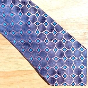 Blue and Cream Geometric Pattern Tie